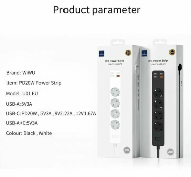 Сетевой фильтр Wiwu PD20W Power Strip U01 EU Plug White
