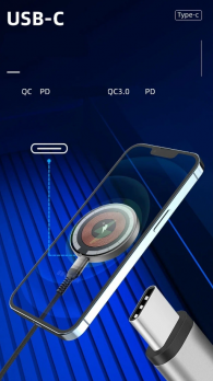 Беспроводное зарядное устройство для iPhone, Android WiWU M17 магнитное с быстрой зарядкой 15 Вт 