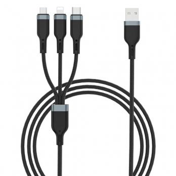 Кабель для зарядки Platinum USB to Type-C + Lightning + Micro 3.1A PD, 1.2 метра I WIWU Wi-C014