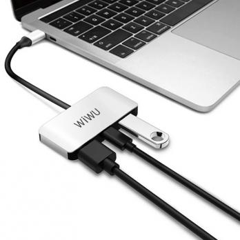 Переходник - Хаб WiWU Alpha C2H Type C to HDMI + Type C + USB 3.0 (Grey)