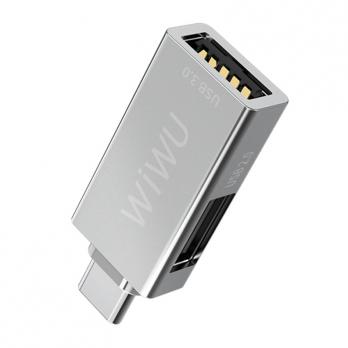Переходник WiWU Type C to x2 USB A Adapter T02 (Silver)