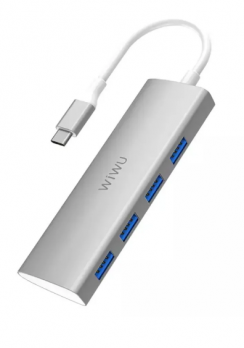 Хаб WiWU Alpha 440 Type-C to 4 x USB 3.0 Silver