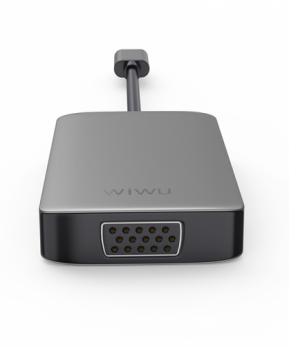 Хаб WiWU Alpha 513HVP Type-C to USB 3.0 + HDMI + VGA + AUX 3.5 + Type-C 5 in 1 Adapter Grey