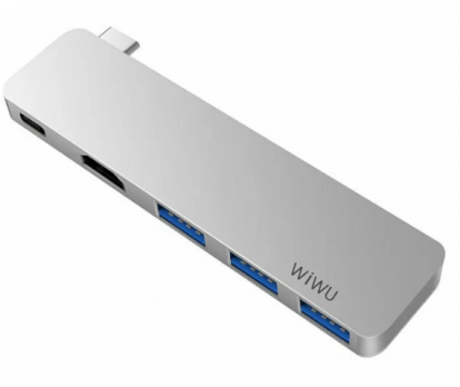 Переходник Wiwu T6 Pro 5 in 1 USB Type-C Grey
