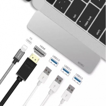 Переходник Wiwu T6 Pro 5 in 1 USB Type-C Grey